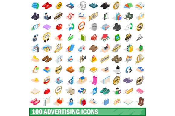 100 Advertising Icons Set for Branding and Design Projects