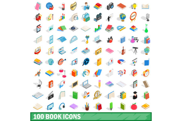 100 Book Icons Set, Isometric 3D Style: A Practical Resource for Modern Visual Communication
