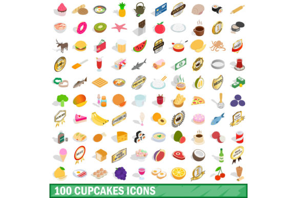 100 Cupcakes Icons Set