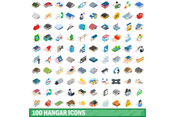 100 Hangar Icons Set, Isometric 3d Style: A Practical Resource for Modern Design Projects
