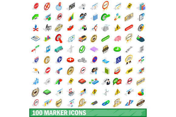 100 Marker Icons Set Isometric 3D Style as a Strategic Visual Toolkit