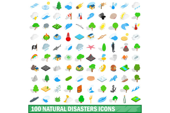 100 Natural Disasters Icons Set