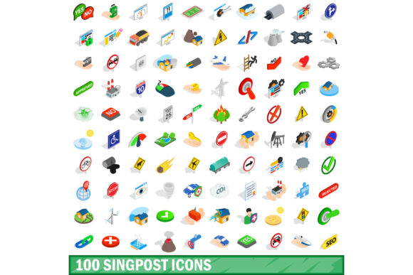 100 Signpost Icons Set for Clearer Visual Communication