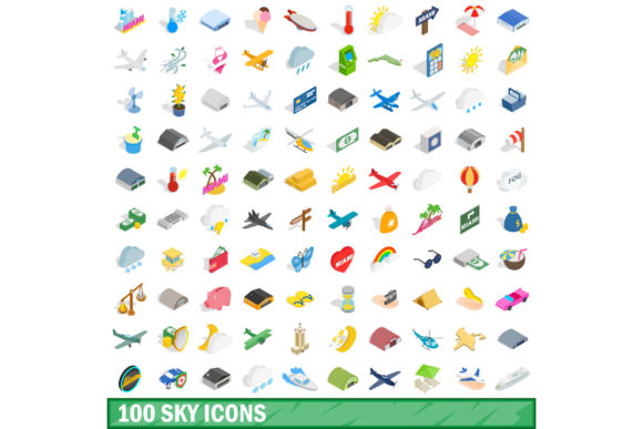 100 Sky Icons Set, Isometric 3D Style: Practical Workflow Integration for Design Projects