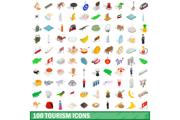 100 Tourism Icons Set: Versatile Visuals for Travel Projects