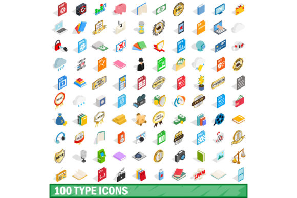 100 Type Icons Set, Isometric 3d Style: Practical Uses Across Projects