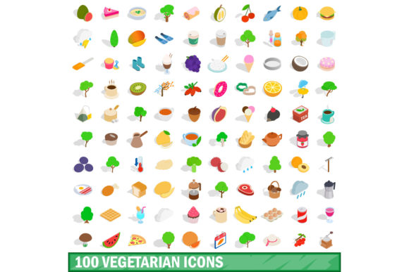 100 Vegetarian Icons Set for Modern Visual Communication