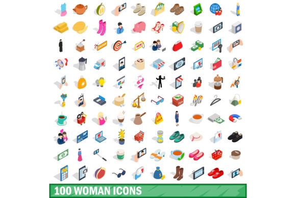 100 Woman Icons Set, Isometric 3D Style: A Practical Resource for Modern Visual Communication