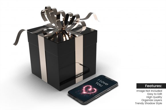 Black 3D Gift Box Mockup: A Smartphone Design Essential