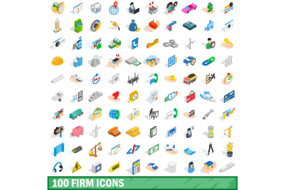 Mastering the 100 Firm Icons Set, Isometric 3D Style