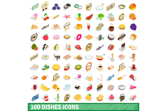 The 100 Dishes Icons Set, Isometric 3d Style: A Practical Resource for Modern Visual Content