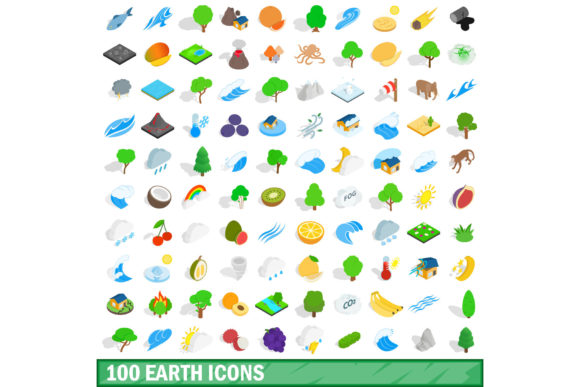 The Visual Language of Our Planet: Exploring the 100 Earth Icons Set, Isometric 3D Style
