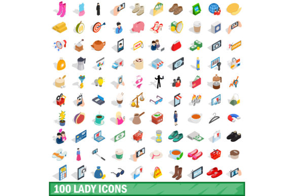 The Visual Vocabulary of Representation: Exploring the 100 Lady Icons Set in Isometric 3D Style