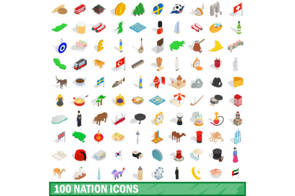 Unlock Global Communication with the 100 Nation Icons Set, Isometric 3D Style